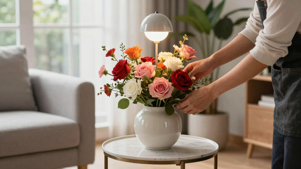 Skip Vases — This Stunning DIY Floral Arrangement Uses a Lamp